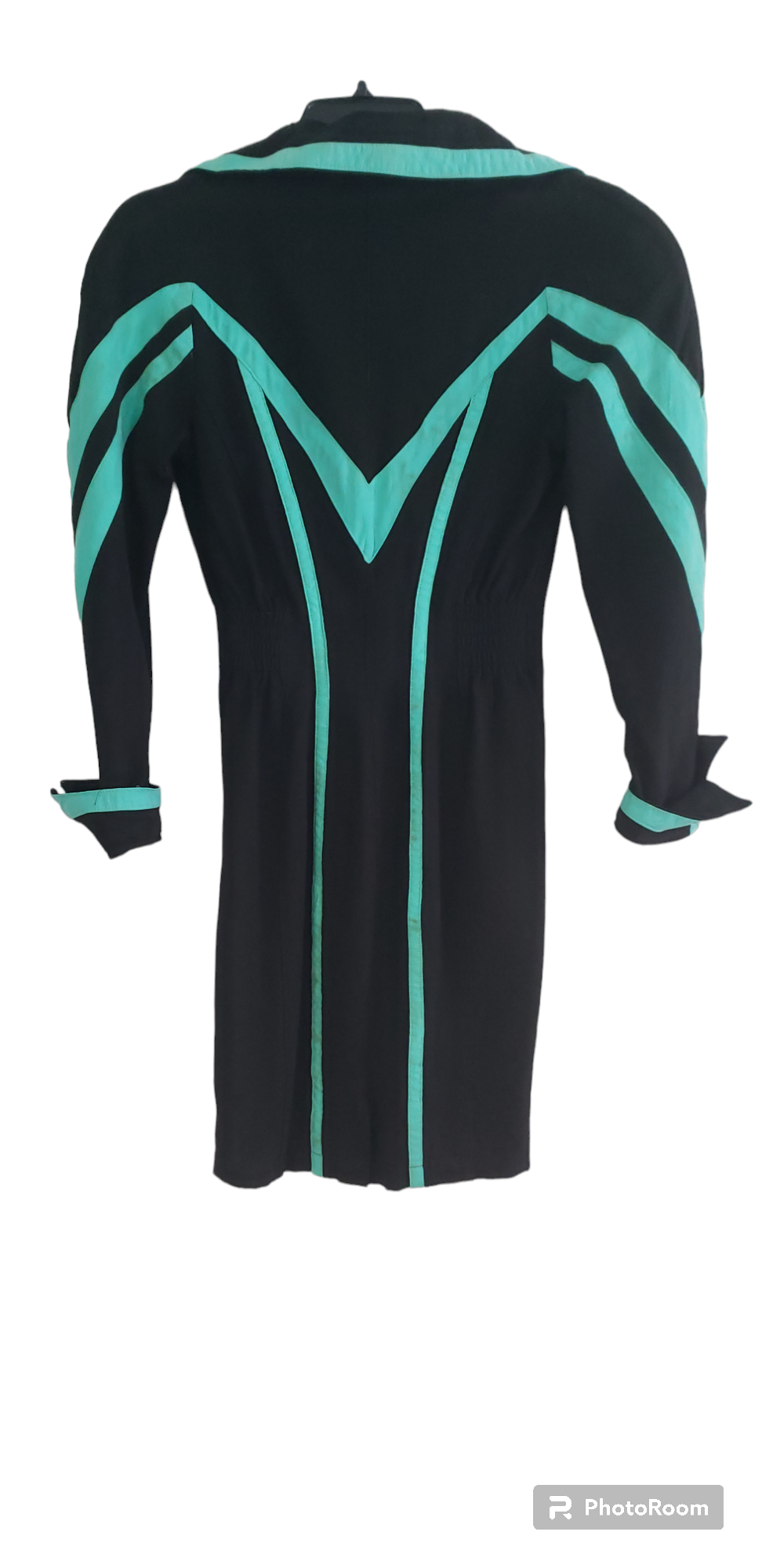 Vintage Black & Teal 80's Cache` Dress